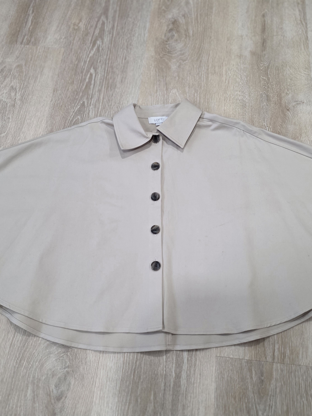 LOFT Beige Button-Front Collar Shirt